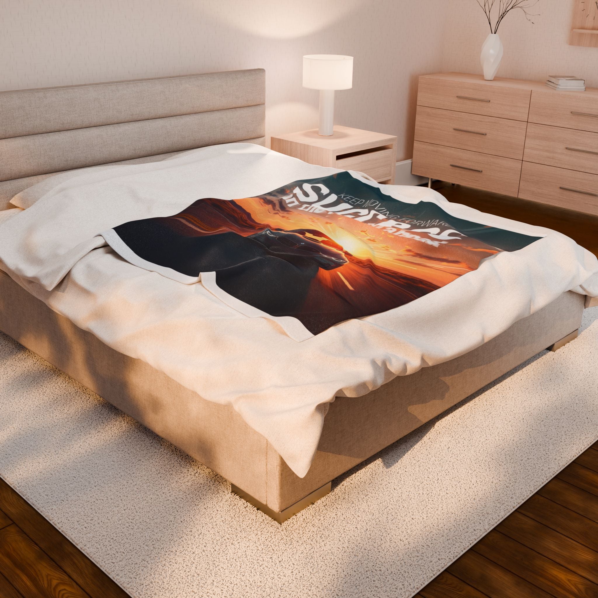 Success Motivational Velveteen Plush Blanket - Cozy Inspirational Gift for Graduates, Road Trip Decor, Car Lover's Gift