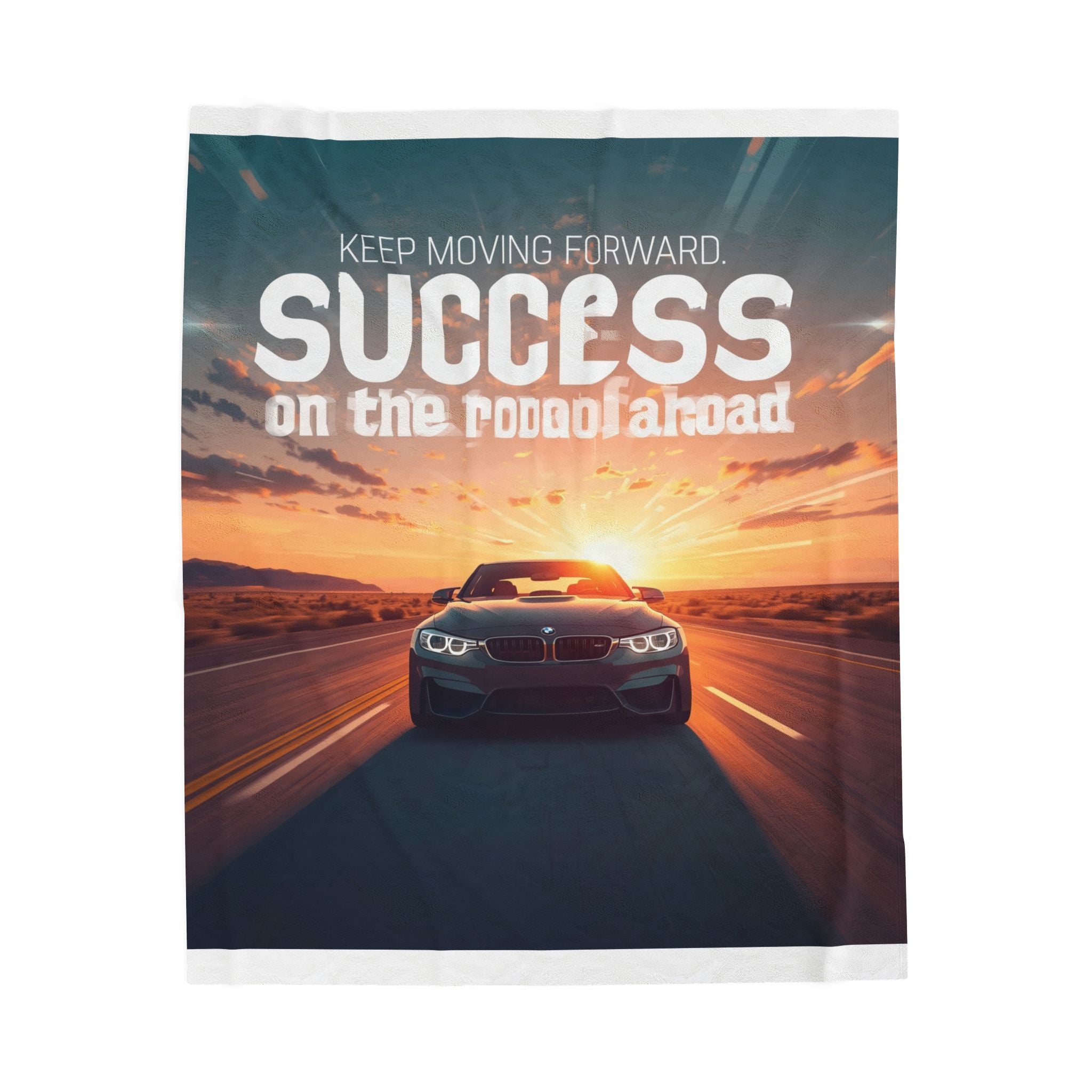Success Motivational Velveteen Plush Blanket - Cozy Inspirational Gift for Graduates, Road Trip Decor, Car Lover's Gift